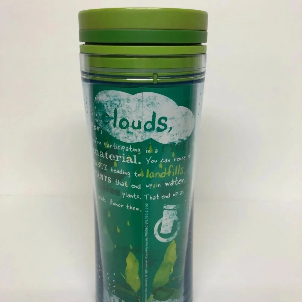 Starbucks Tumbler Mug Plastic 16 Oz Travel Coffee Cup 28% Recycled Content Green - Picture 3 of 8